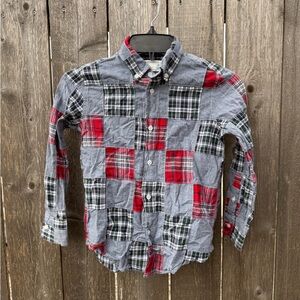 Boys 6-7 Crewcuts button down patchwork shirt. Like New.